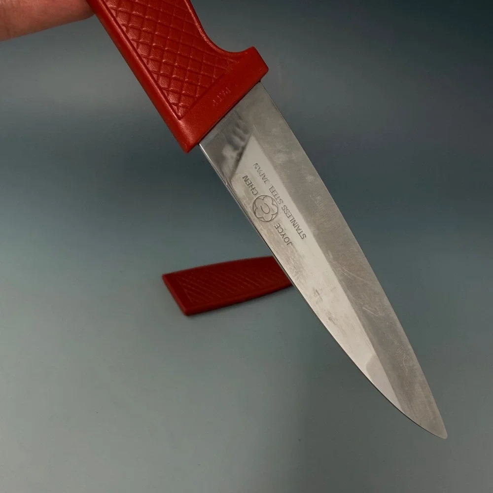Joyce Chen Stainless Steel Japan Paring Utility Knife Red Sheath Cover 3.5 Inch‎